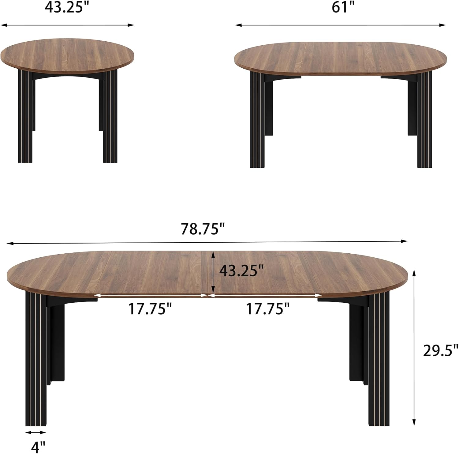 4-8 Seater Extendable Farmhouse Dining Table with Removable Leaf