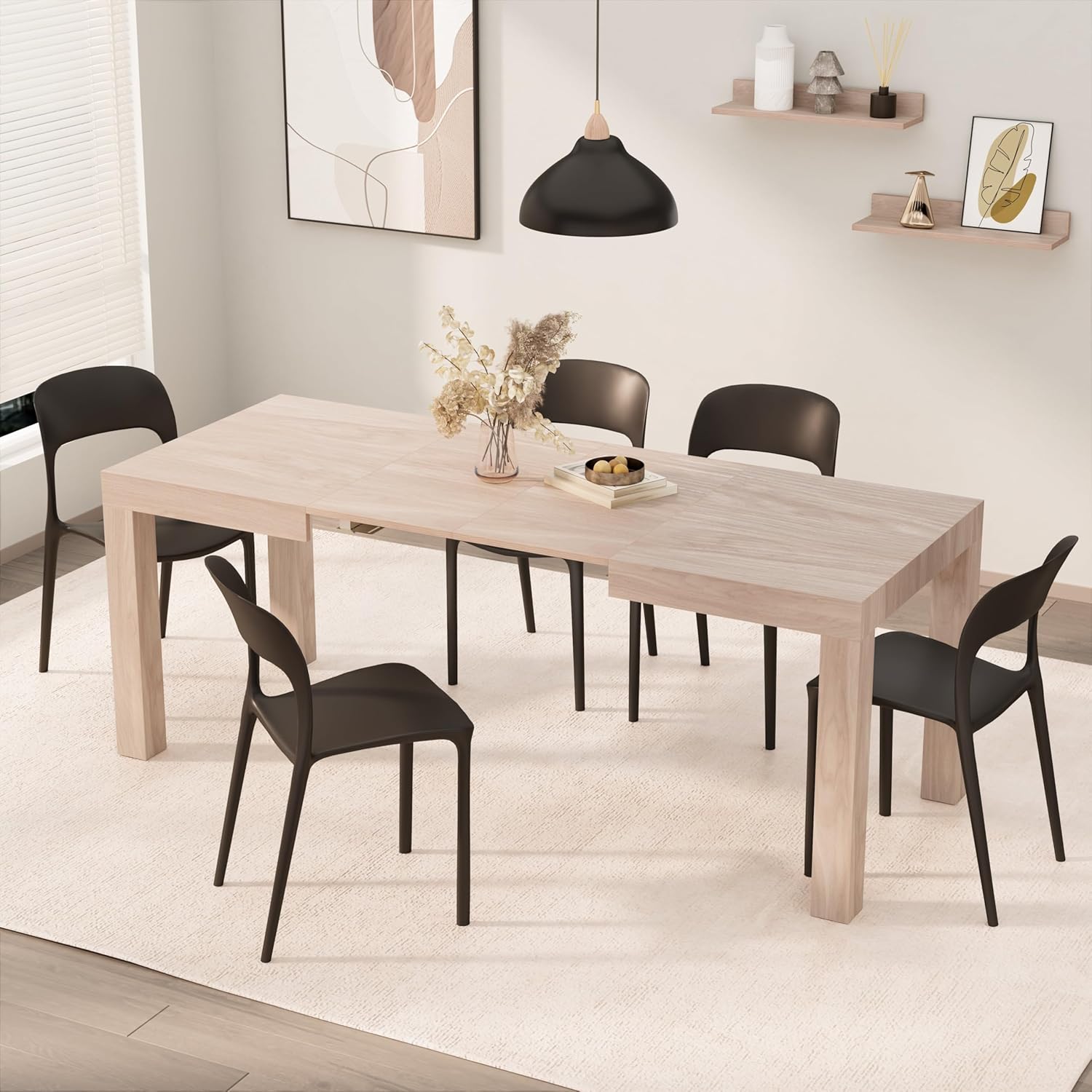 Extendable Oak Dining Table 47.2"-78.7" x31.5", Made in Italy