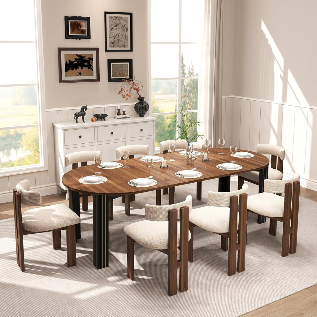 4-8 Seater Extendable Farmhouse Dining Table with Removable Leaf