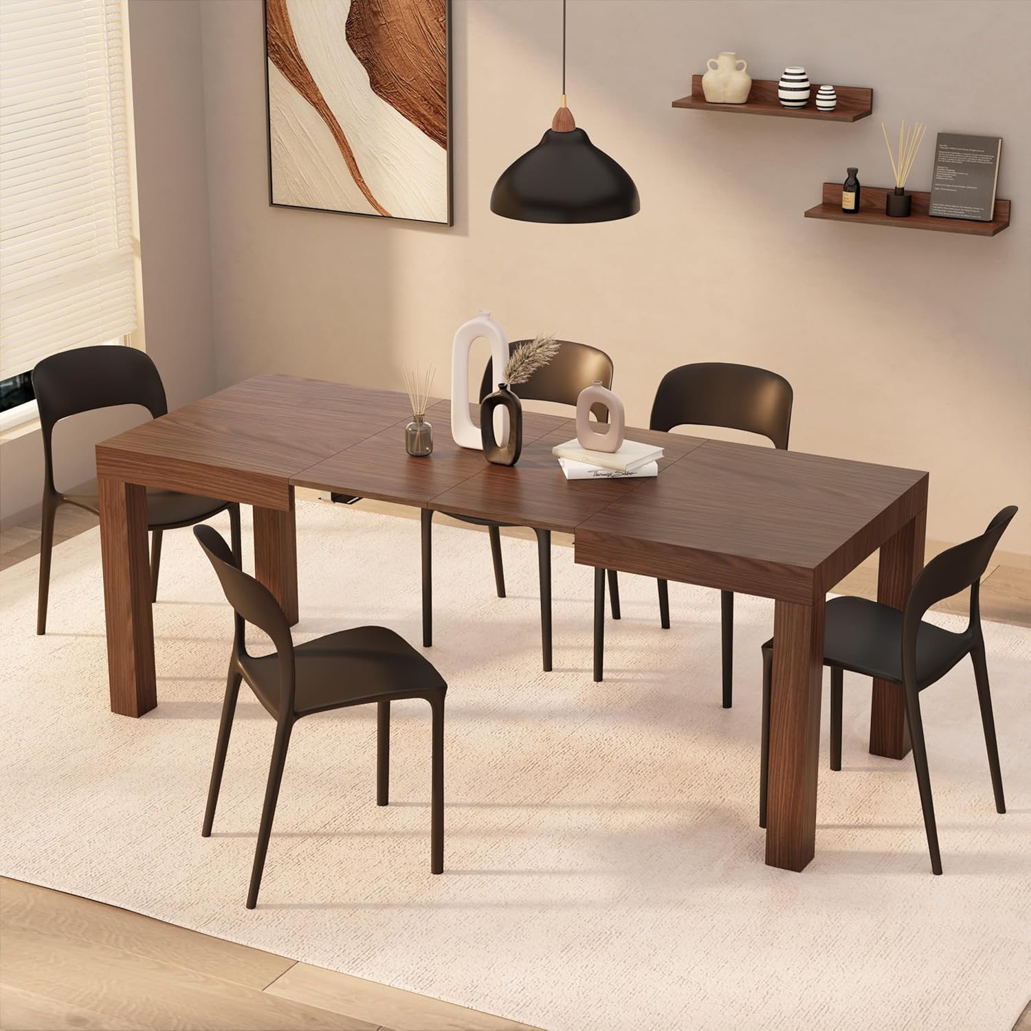 Extendable Oak Dining Table 47.2"-78.7" x31.5", Made in Italy