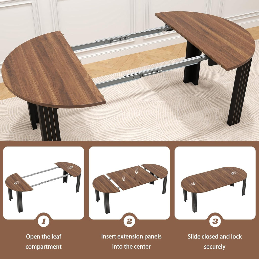 4-8 Seater Extendable Farmhouse Dining Table with Removable Leaf