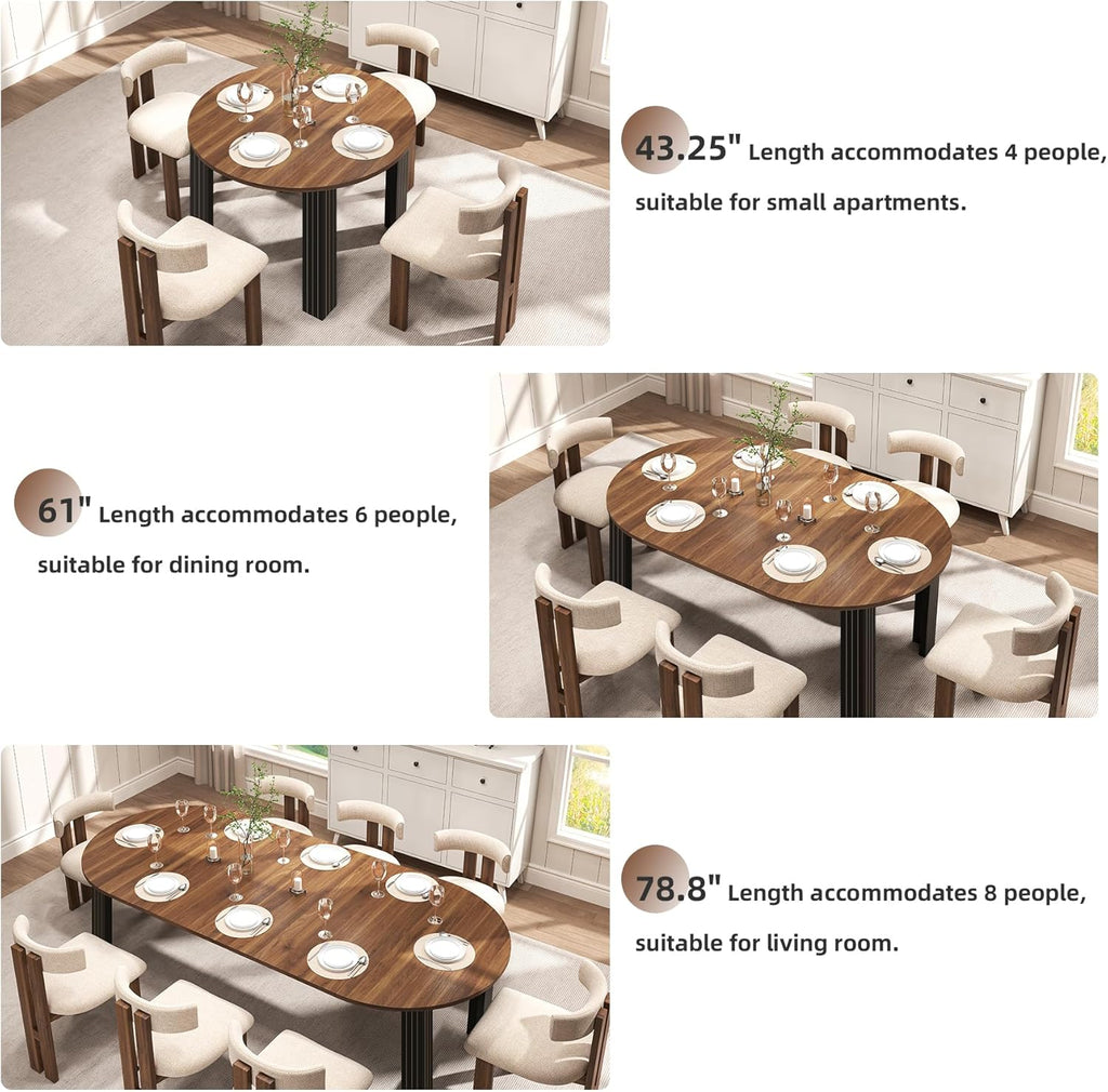4-8 Seater Extendable Farmhouse Dining Table with Removable Leaf