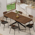 Walnut Extendable Dining Table 55"-70.9", Butterfly Self-Storing Leaf for 4-8
