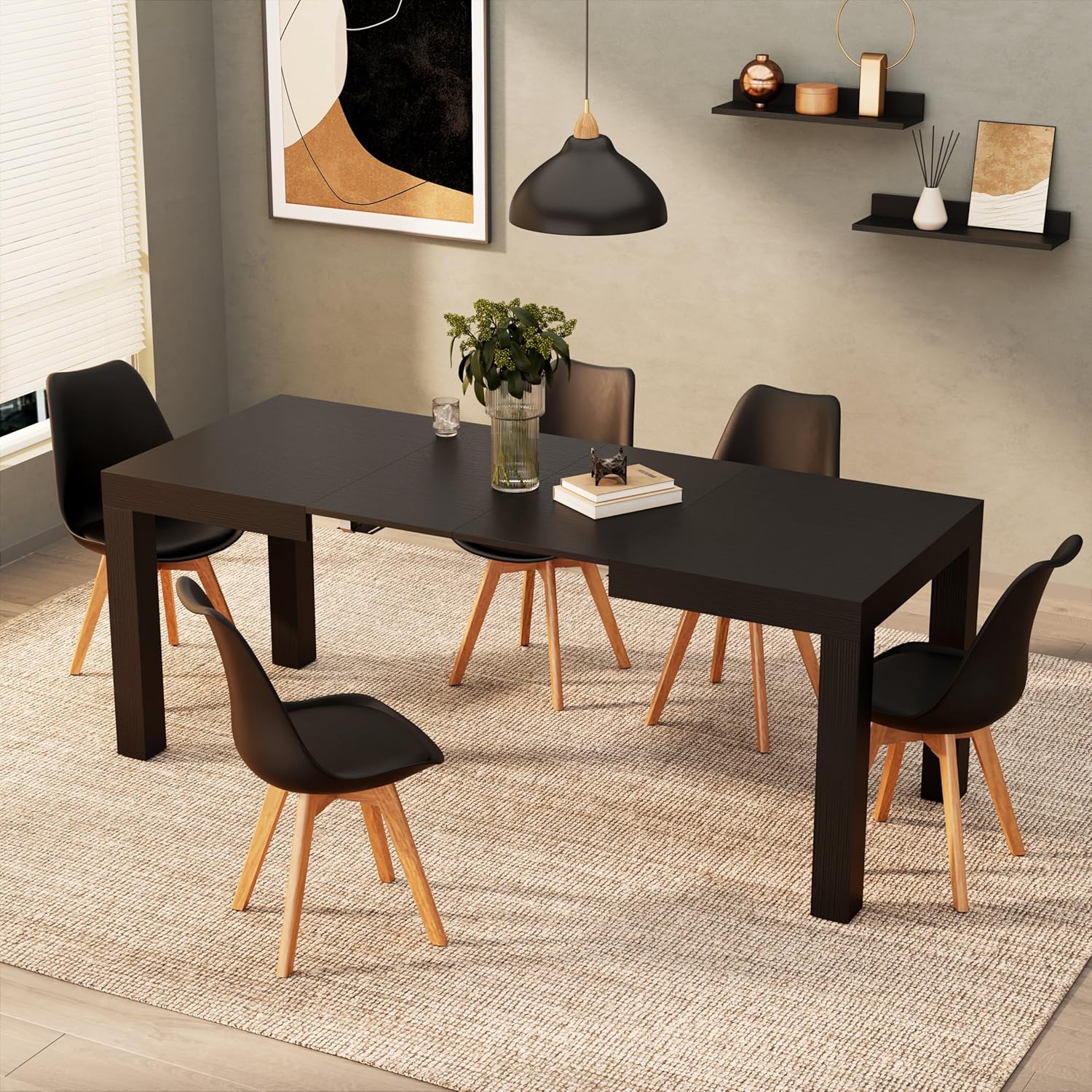 Extendable Oak Dining Table 47.2"-78.7" x31.5", Made in Italy