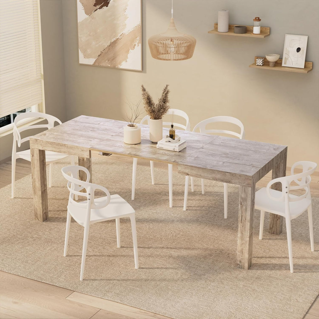 Extendable Oak Dining Table 47.2"-78.7" x31.5", Made in Italy