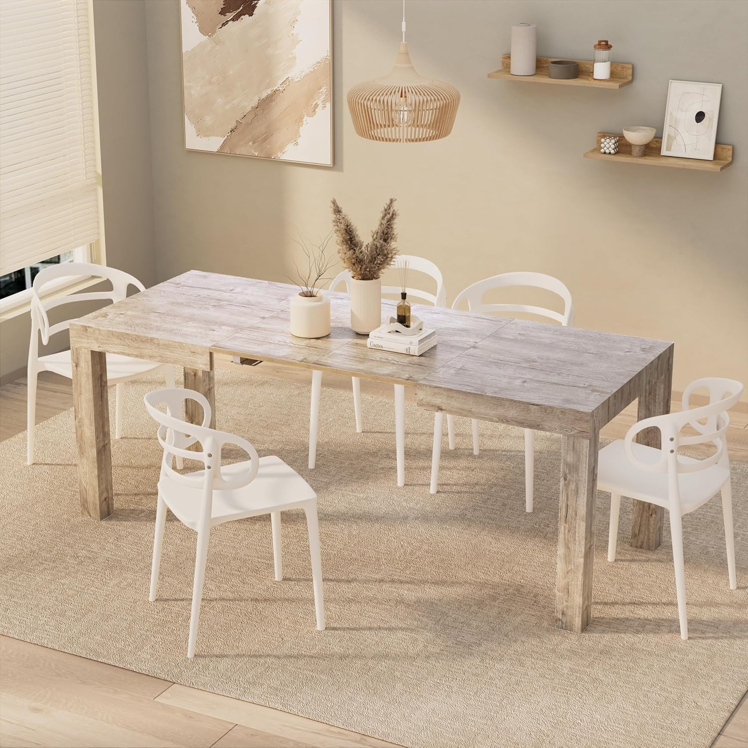 Extendable Oak Dining Table 47.2"-78.7" x31.5", Made in Italy