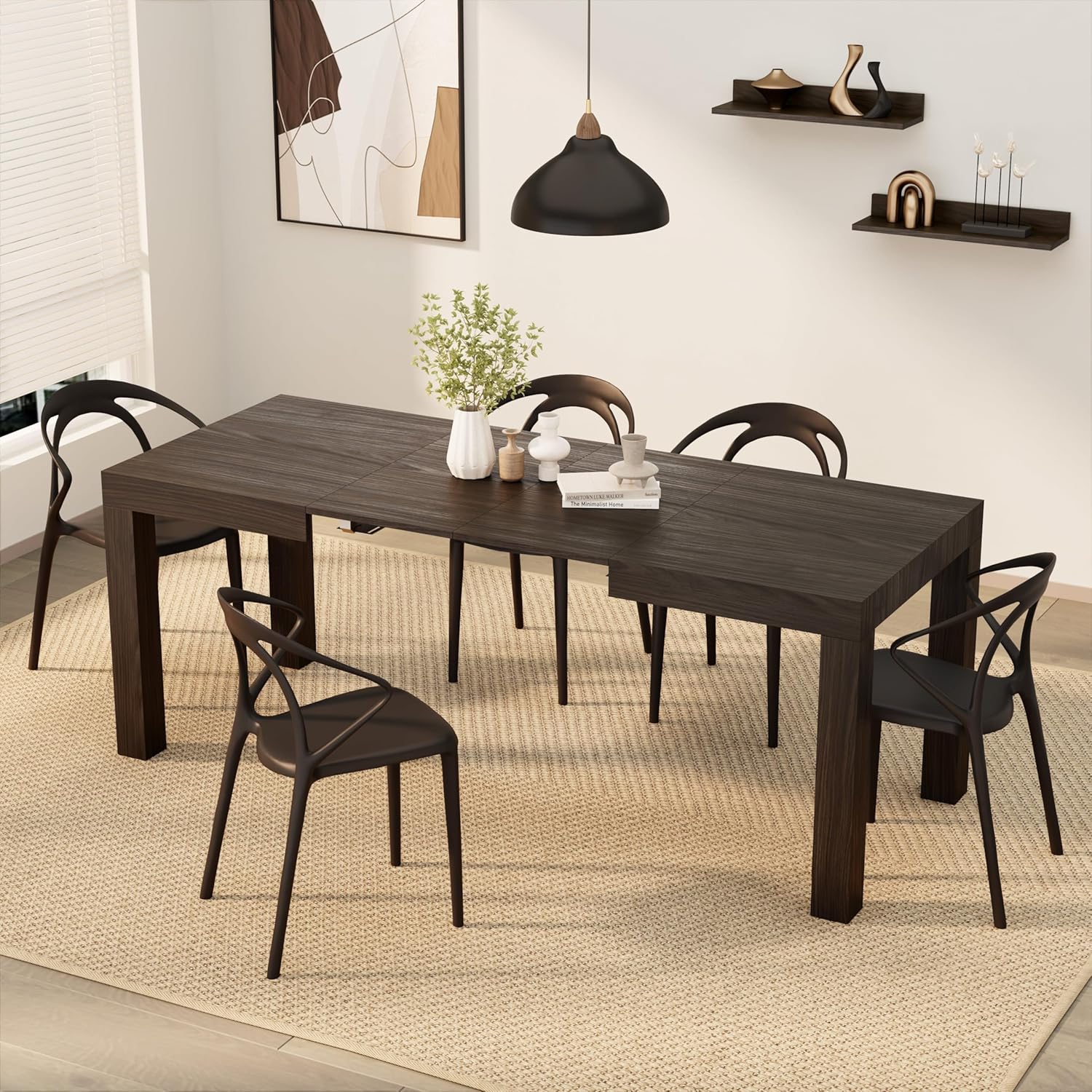Extendable Oak Dining Table 47.2"-78.7" x31.5", Made in Italy