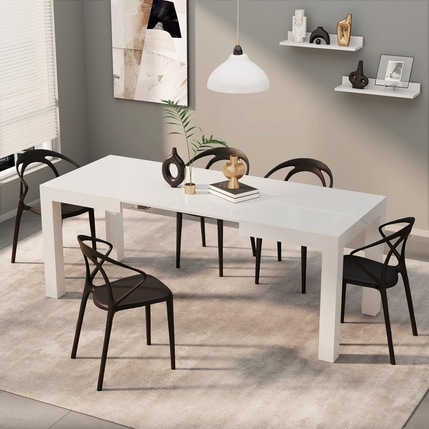 Extendable Oak Dining Table 47.2"-78.7" x31.5", Made in Italy