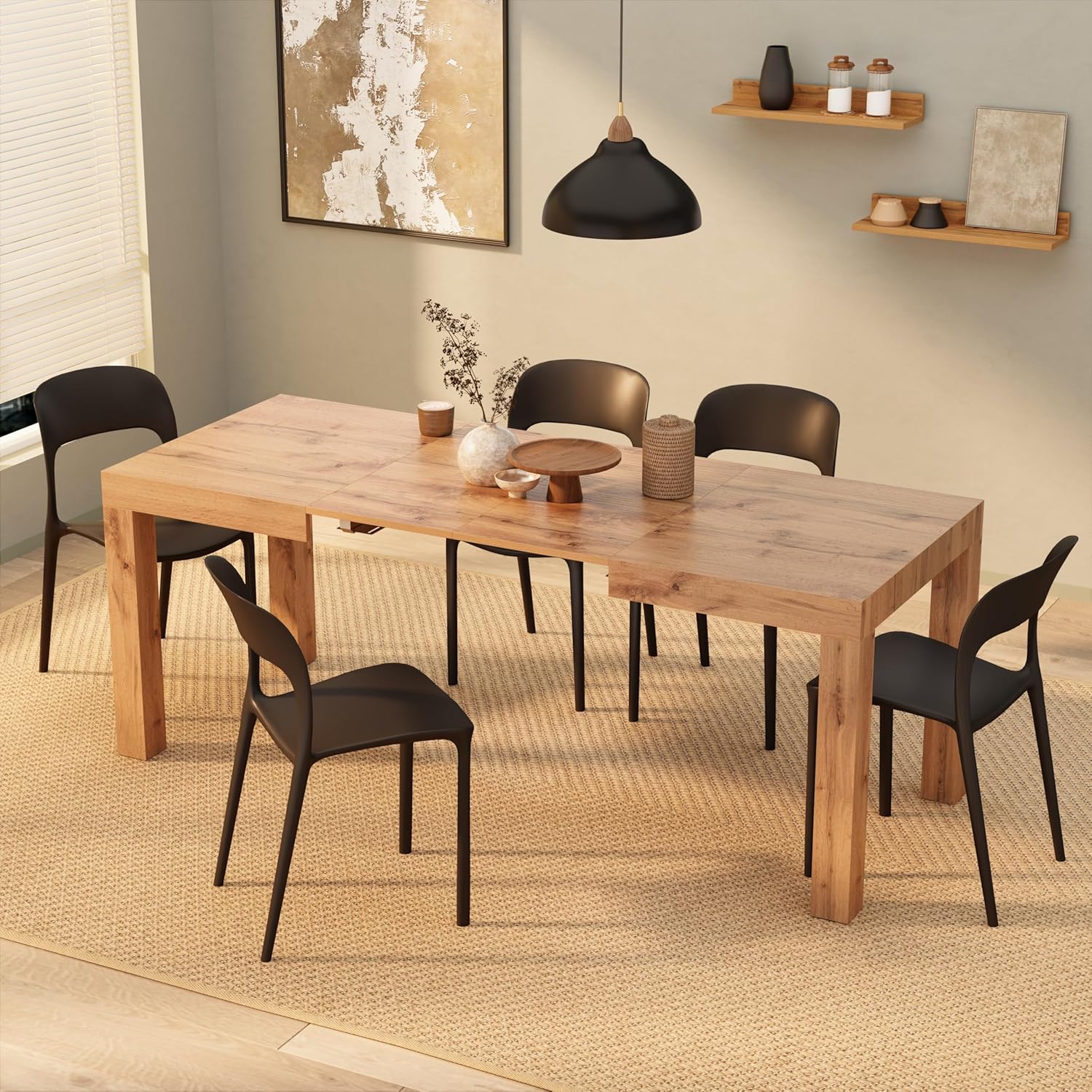 Extendable Oak Dining Table 47.2"-78.7" x31.5", Made in Italy