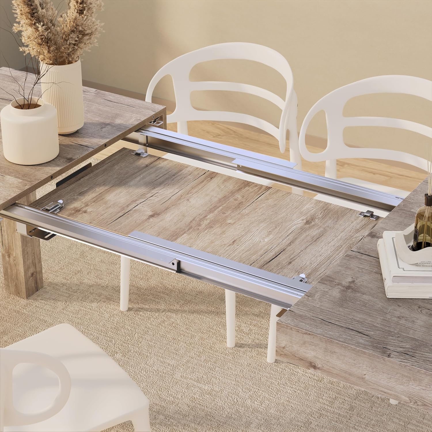 Extendable Oak Dining Table 47.2"-78.7" x31.5", Made in Italy