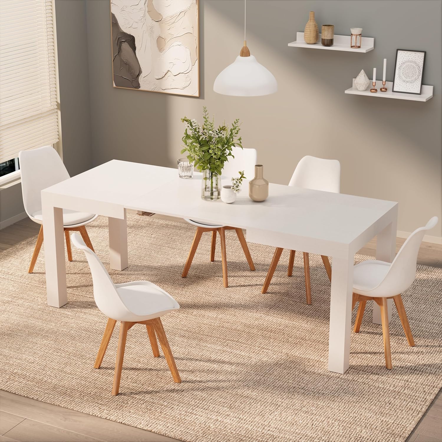 Extendable Oak Dining Table 47.2"-78.7" x31.5", Made in Italy