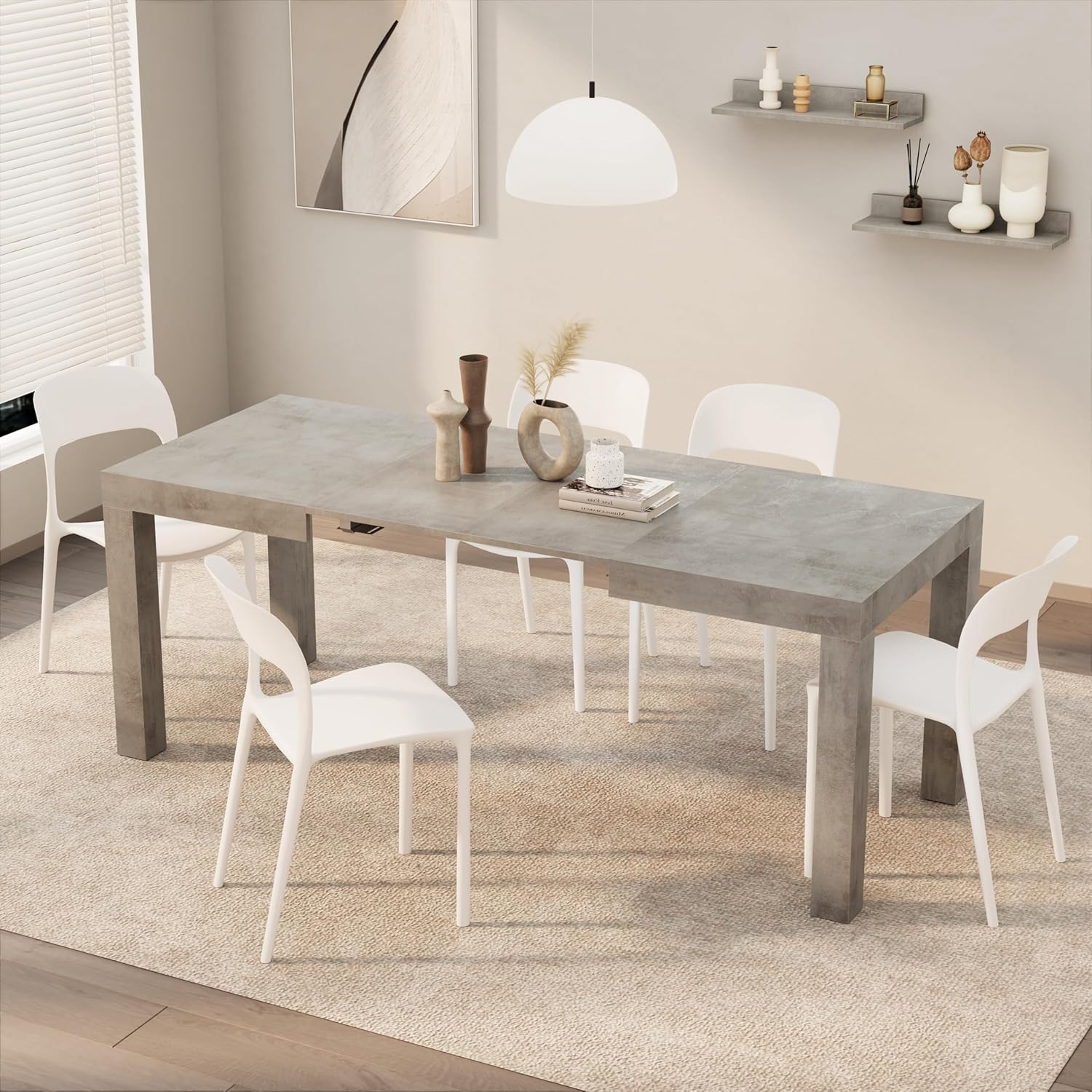 Extendable Oak Dining Table 47.2"-78.7" x31.5", Made in Italy